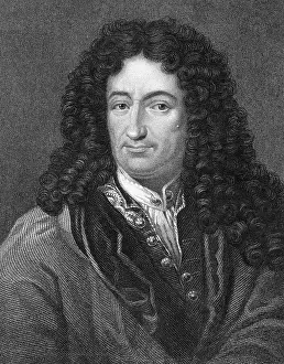 Mathematics Prints: Engraving of Gottfried Wilhelm Leibnitz by Benjamin Holl