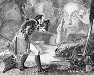 Engraving of Gulliver Before the Citizens of Brobdingnag