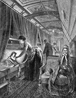 Engraving of the Interior of a 19th-Century Pullman Car