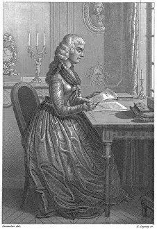 Revolution Prints: Engraving of Jean-Marie Roland Seated at Desk