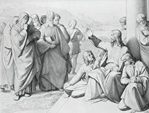 Engraving of Jesus with the Pharisees by Friedrich August Ludy
