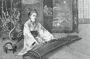 Engraving of Koto Player