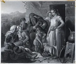 Lamb Prints: Engraving; Lesson Of Passover;Boy, Lamb