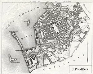 Images Dated 6th January 2014: Engraving: Livorno, Italy