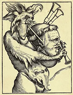 Propaganda Prints: Engraving of Martin Luther Being Inspired by Satan