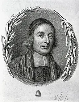 Laurel Wreath Prints: Engraving of Mathematician John Wallis