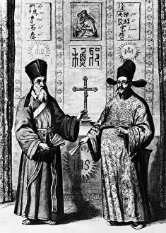Crucifix Prints: Engraving of Matteo Ricci and Li Paul