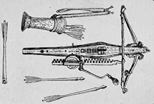 Engravings Prints: Engraving Of Medieval Weapons