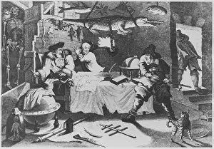 Shock Prints: Engraving of Men Raiding a Magician's Laboratory