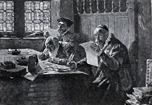Printing Prints: Engraving Of Men Seated Proof Reading