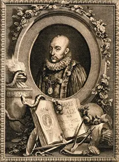 Essayist Prints: Engraving of Michel de Montaigne by J. Collyear