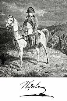Images Dated 11th August 2011: Engraving of Napolean Bonaparte on his horse Marengo from 1882