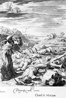 Apollo Prints: Engraving of Niobe's Children Killed by Apollo