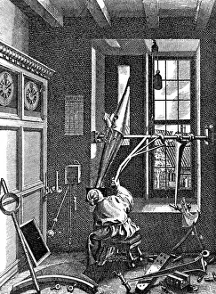 Engraving of Ole Roemer Using His Meridian Circle