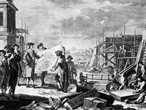 Supervisor Prints: Engraving of Peter The Great Supervising the Building of St. Petersburg