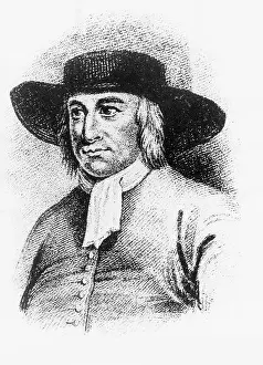 Quaker Prints: Engraving After Portrait of George Fox by S. Chinn
