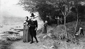 Puritan Prints: Engraving of Puritans Walking to Church by J.S. King