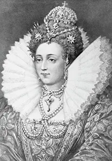 Collar Prints: Engraving of Queen Elizabeth I in Royal Dress