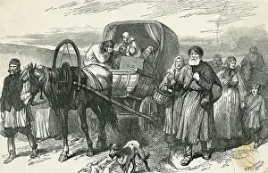 Headscarf Prints: Engraving of Russian Caravan with Migrating Peasants by P. Naumann