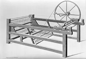 Engraving of a Spinning Jenny by T.E. Nicholson
