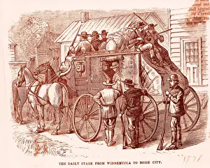 Stagecoach Prints: Engraving Of Stage Coach W/Passengers