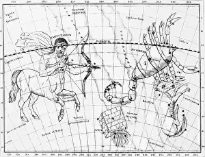 Latin Prints: Engraving Of Star Map W/Sagittarius