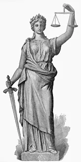 Wreath Prints: Engraving of a Statue of Justice