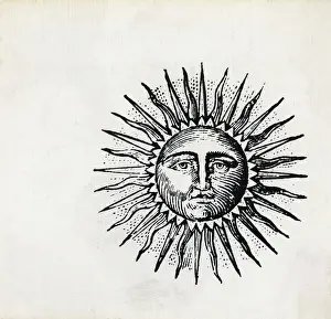 Bent Prints: Engraving Of Sun W/Frown & Crooked Rays