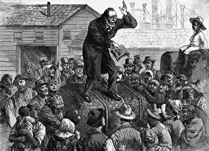 Louis Prints: Engraving After A Sunday Service in St. Louis by Charles Upham