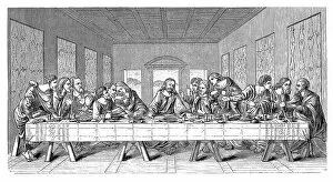 Images Dated 19th August 2010: Engraving The Last Supper from Leonardo da Vinci 1870