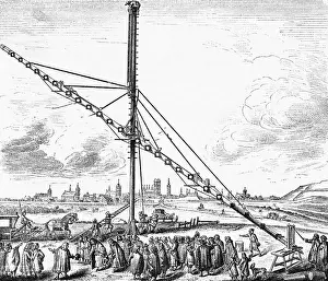 Engraving of Telescope Designed by Johannes Hevelius