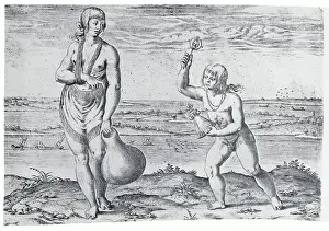 Beads Prints: Engraving by Theodor de Bry After A Chief Lady of the Pomeiooc by John White