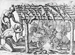 Cooking Prints: Engraving by Theodor de Bry After Mode of Drying Fish