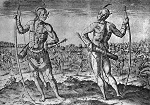 Algonkin Prints: Engraving by Theodor de Bry After A Weroans or Great Lord of Virginia by John White