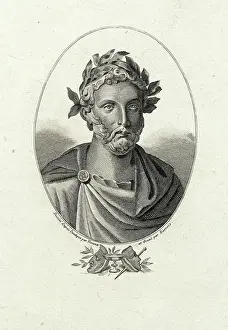 Wreath Prints: Engraving of Titus Maccius Plautus by Barrois Visconti