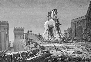 Stunt Prints: Engraving After The Trojan Horse by Henri Paul Motte