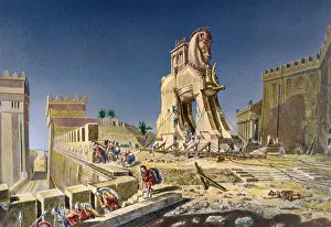Strategy Prints: Engraving After The Trojan Horse by Henri Paul Motte