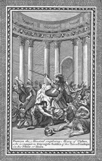 Odysseus Prints: Engraving of Ulysses and His Men Ravaging on the Court