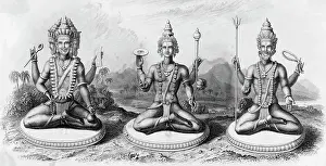 Engraving of Vishnu, God of The Hindu Trinity