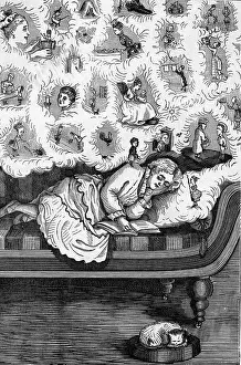 Dream Prints: Engraving Of Woman Dreaming