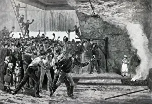 Furnace Prints: Engr.;Girl Lighting Furnace, Crowd Watche