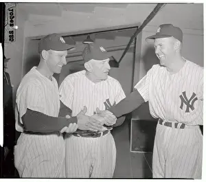 Enos Slaughter and Bobby Brown Shaking Hands