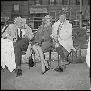 Entertainers Angie Dickinson and Maurice Chevalier Relaxing in Rome