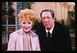 Entertainers Lucille Ball and David Hartman Posing Together