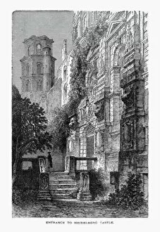 Gothic Style Gallery: Entrance to Heidelberg Castle in Heidelberg, Germany Circa 1887