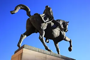 Equestrian statue of Carol I, in front of the University Library, Bucharest, Romania