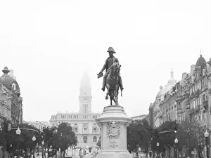 Pedestal Prints: Equestrian statue of Pedro IV in Porto