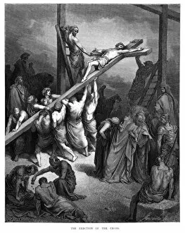 Images Dated 15th August 2016: The erection of the cross engraving 1870
