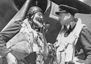 Ernest Hemingway, Left, in Flying Gear