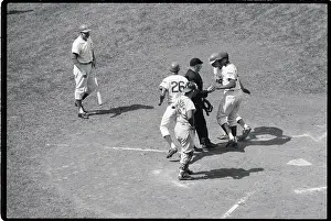 Ernie Banks Greeted After Home Run 400